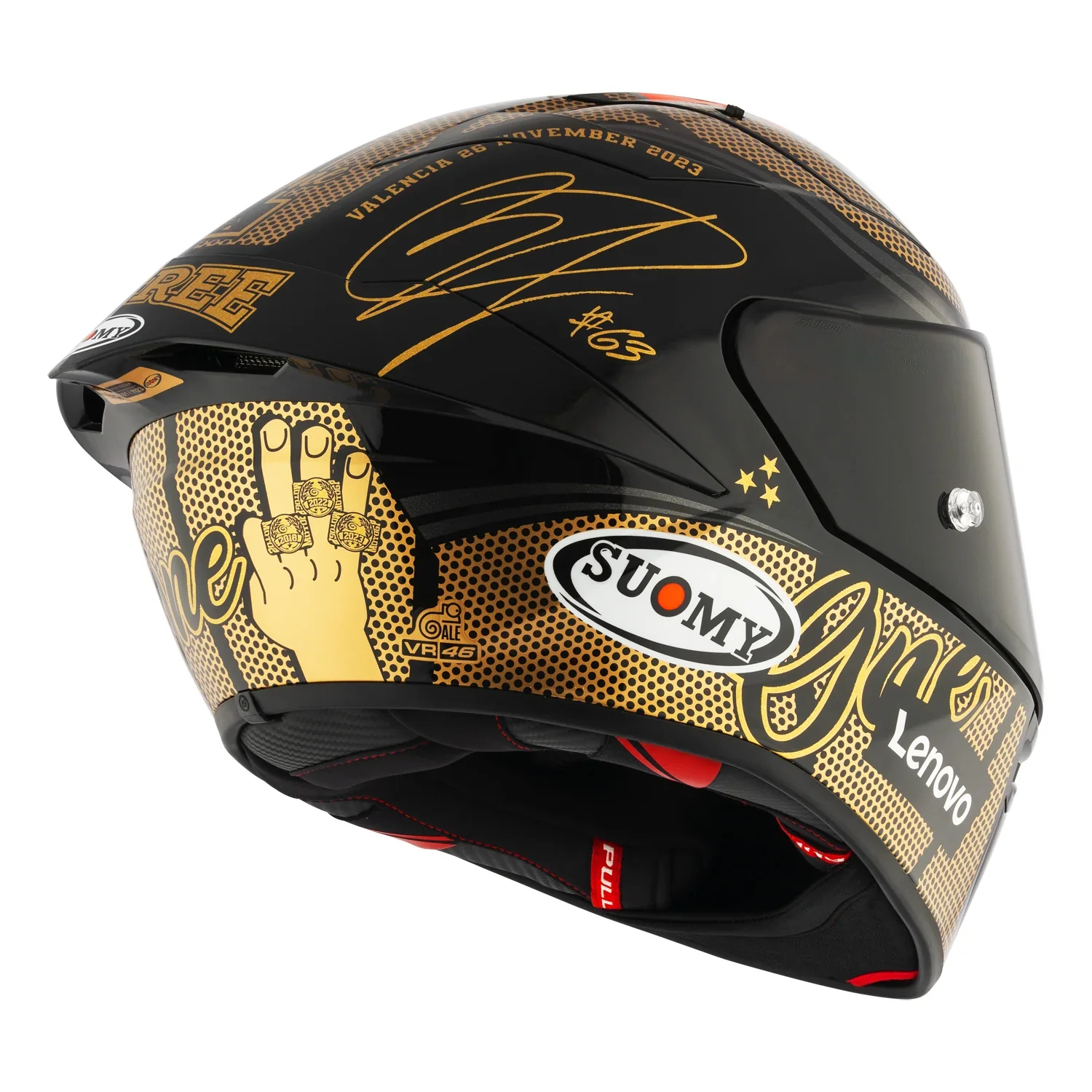 Suomy S1-XR Pecco Bagnaia World Champion GOLD Helmet - Image 4